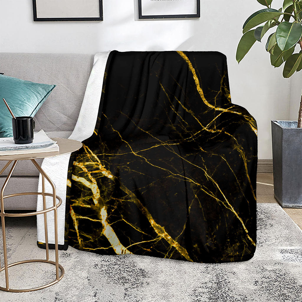 Black Gold Scratch Marble Print Blanket